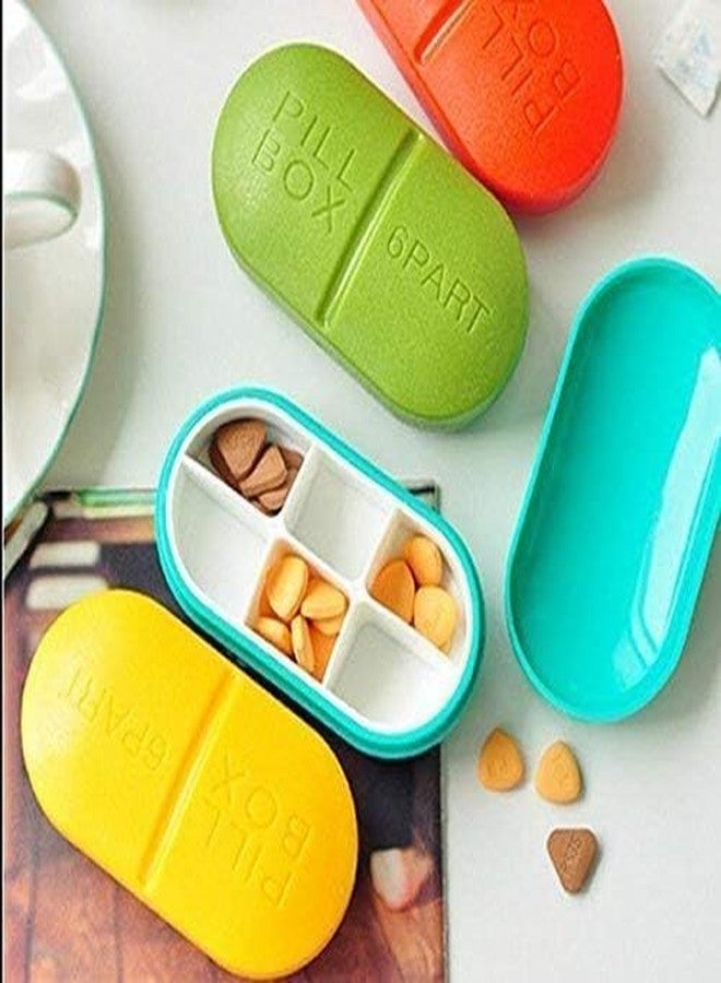 Prachit 6 Part Pill Box - Portable Medicine Case - Tablet Organizer Storage Holder for Home and Outdoor Traveling Picnic (Standard Size, Multi Color), PC-519 - Image 2